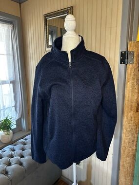 Eddie Bauer NWT Sweater Fleece Jacket Women’s XL Blue Full Zip Mock Neck $65